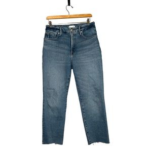 Good American High Rise Cropped Ankle Slim Straight Denim Jeans Size 14/32